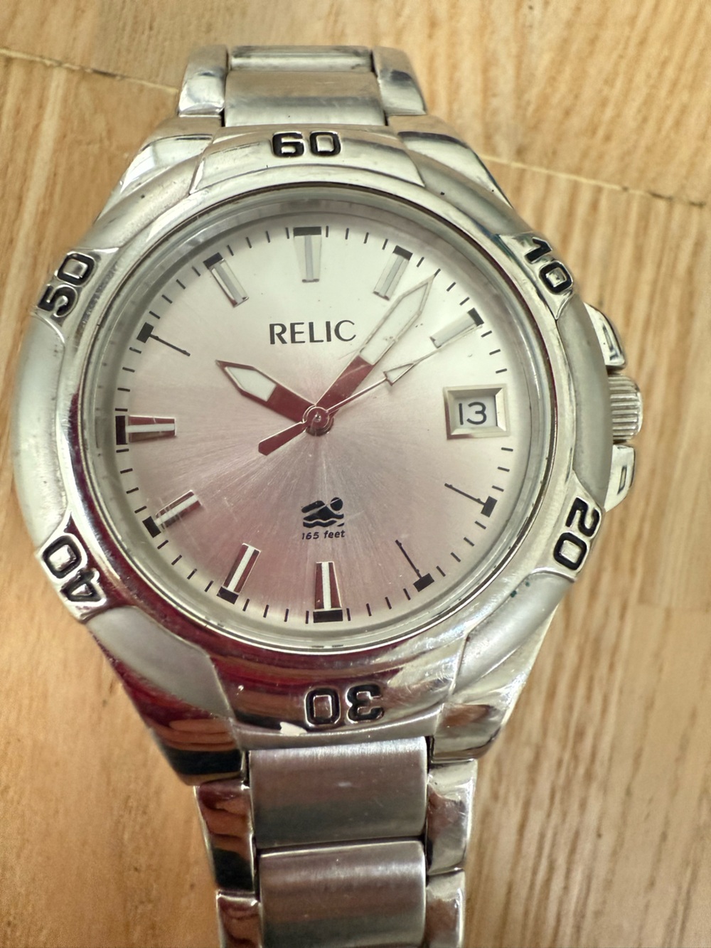 Relic mens silver tone watch NEW BATTEEY